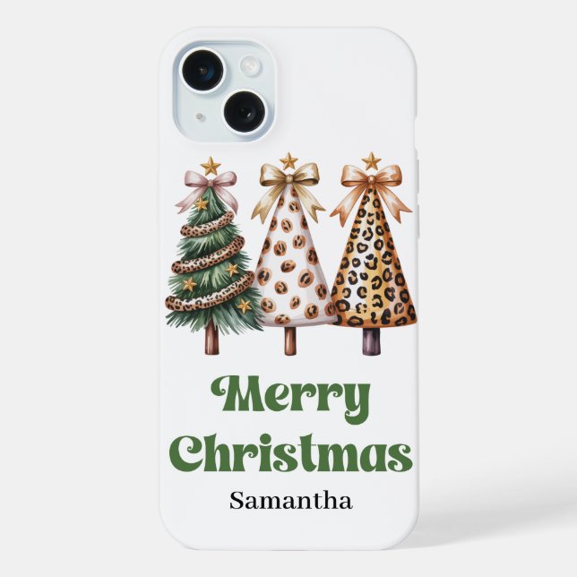 Árvores de Natal com estampa de leopardo Chic nome (Verso)