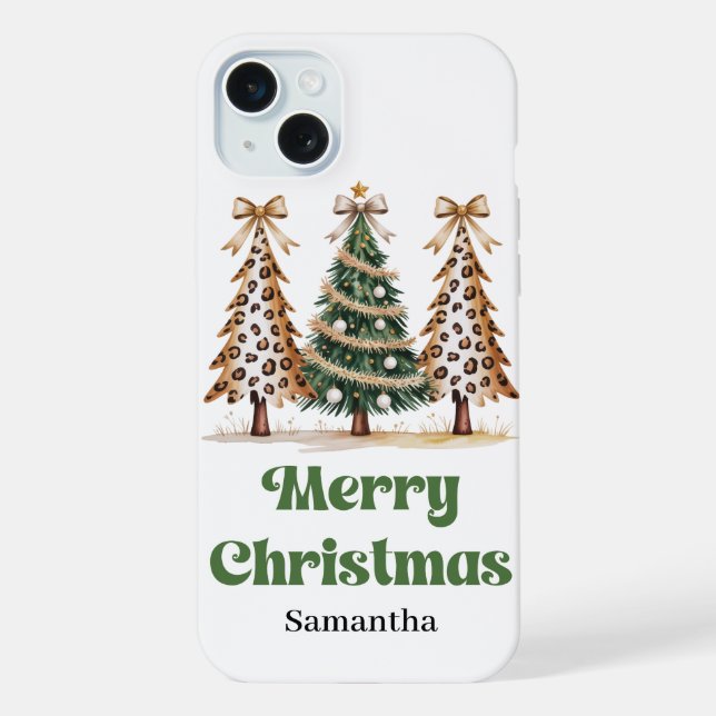 Árvores de Natal com estampa de leopardo pixeladas (Verso)