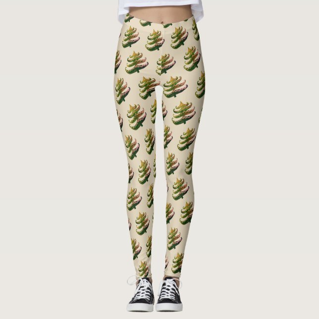 Árvores de Natal de Leggings Personalizadas (Frente)