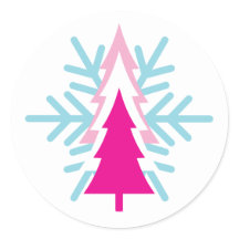 Árvores de Natal Pink Retro Adesivos de Floco de N