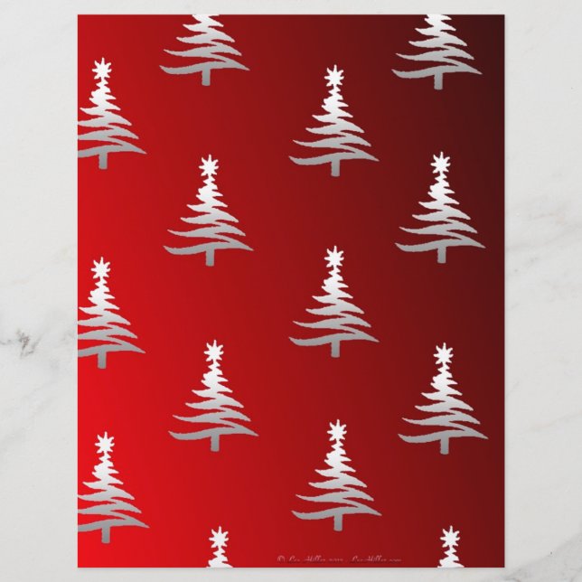 Árvores de Natal Prateadas em Vermelho (Frente)