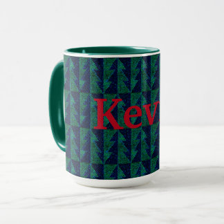 Árvores de Natal verdes e azuis. Caneca