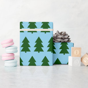 Árvores de Natal verdes Papel de embrulho azul