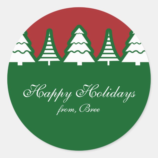 Árvores de Natal Vermelhas & Verdes Adesivos de Fe (Frente)
