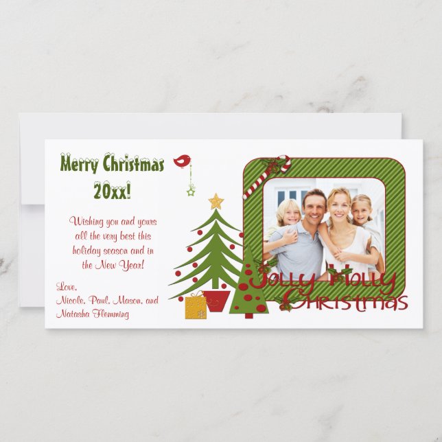 Árvores de Natal Whimsy, Pássaro, Cartão com fotos (Frente)