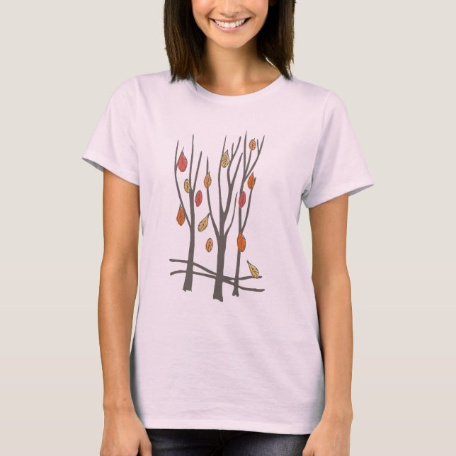Árvores de outono e folhas caem t-shirt (Frente)