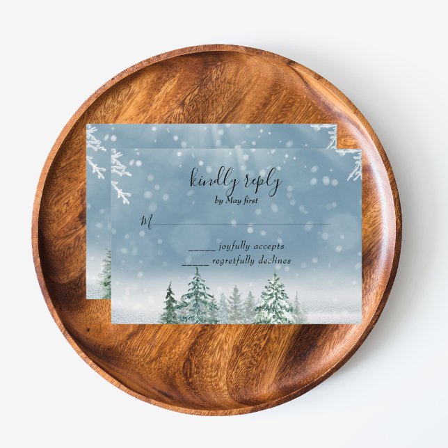 Árvores de Pinheiro Lanterna Botânica RSVP (Winter Rustic Pine Trees Lantern Botanical Wedding Party Supplies)