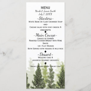 Árvores de Pinheiro Rústicas Menu de Casamento Sim