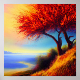 Árvores de queda ao longo de um Poster de caminho