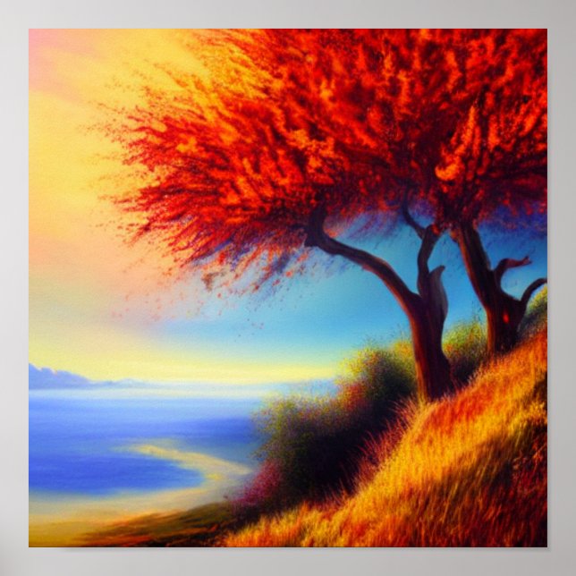 Árvores de queda ao longo de um Poster de caminho (Frente)