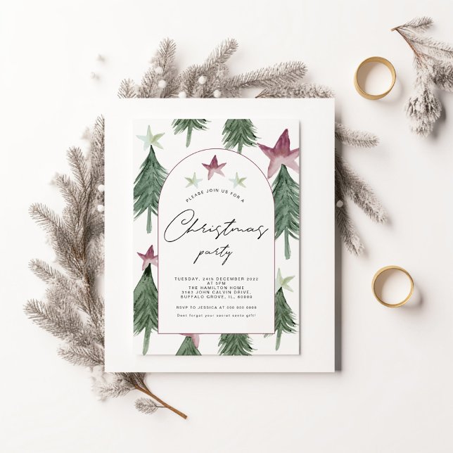 Árvores Festivas Arch Convite de festas de Natal (Criador carregado)
