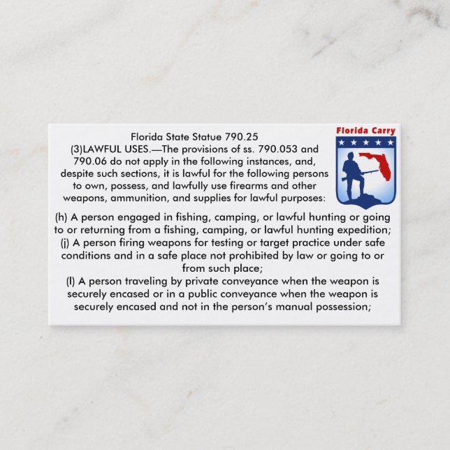 As armas de fogo de Florida abrem cartões de (Frente)