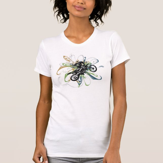 As camisas das mulheres abstratas da bicicleta da (Frente)