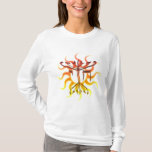 As camisas das mulheres de Chai Menorah Sun<br><div class="desc">Chai - vida - e um menorah feroz contra o contexto de um sol flamejante.</div>