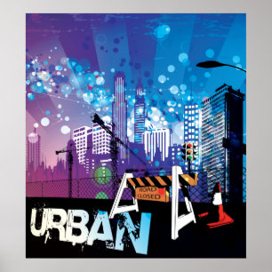 As construções da cidade urbanas com o poster