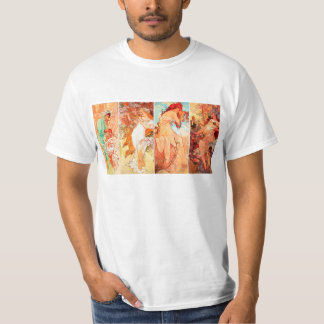 As estações pelo t-shirt do vintage de Mucha
