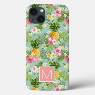 As flores & os abacaxis tropicais adicionam sua