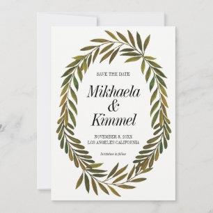 As folhas pintados mão salvar o convite da data