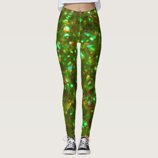 As leggings verdes brilhantes feitas apenas para v