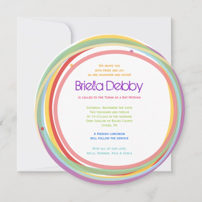 As linhas simples convite de Mitzvah do bar do (Frente)