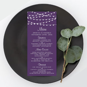 As Luzes De String No Menu Casamento Roxo