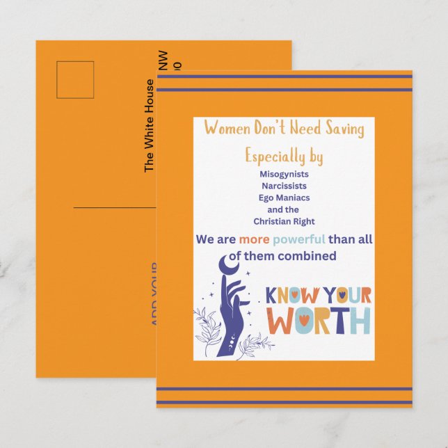 As mulheres não precisam salvar cartão postal (Frente/Verso)