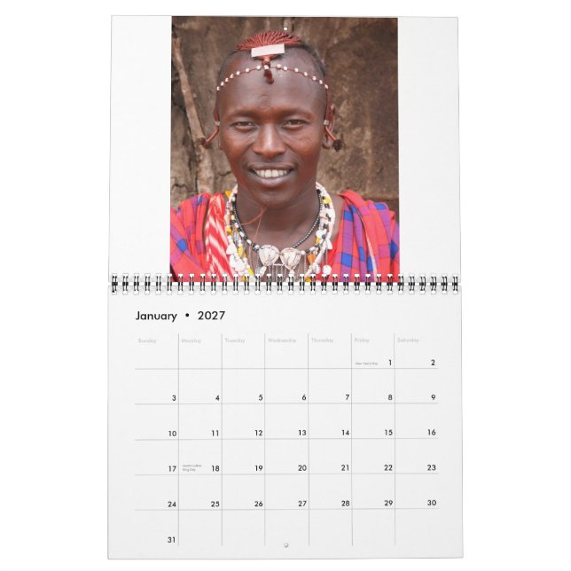As pessoas do Masai de Kenya, calendário (Jan 2027)
