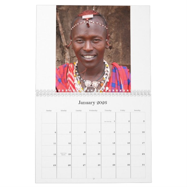 As pessoas do Masai de Kenya, calendário 2008 (Jan 2026)