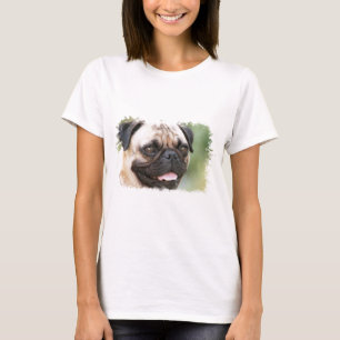 As senhoras do cão do Pug couberam o t-shirt