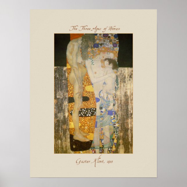 As três idades da mulher por Gustav Klimt Poster (Frente)