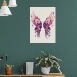 Asa de Anjo Floral em Arte em Aquarela Poster