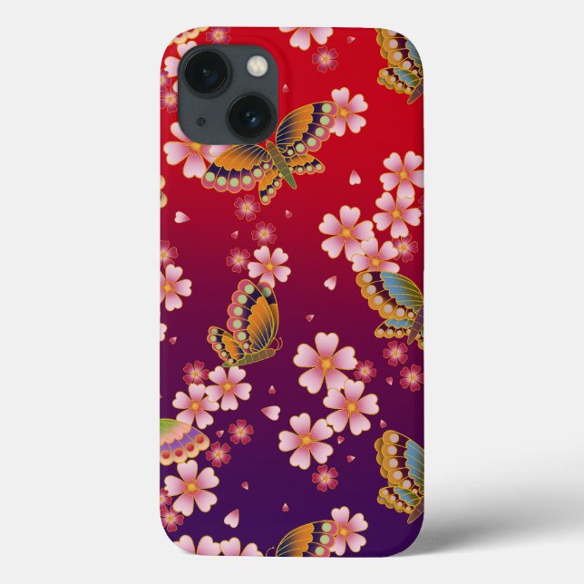 Asanoha Impressão tradicional japonesa, vermelho e (Verso)