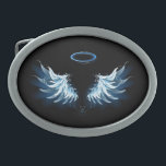 Asas Anjos Azuis Brilhantes em fundo preto<br><div class="desc">Asas claras,  artísticas,  de anjo azul sobre fundo preto. Asas de anjo.</div>