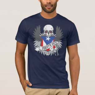 Asas de Puerto Rico e t-shirt do crânio