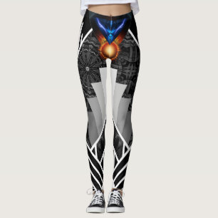 Asas De Relâmpago Deco Mech Flare AOP Leggings