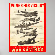 Asas para Poster vintage de Aeronaves de Combate à