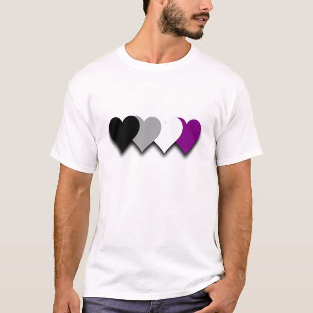 Asexuality pride hearts T-shirt (Frente)