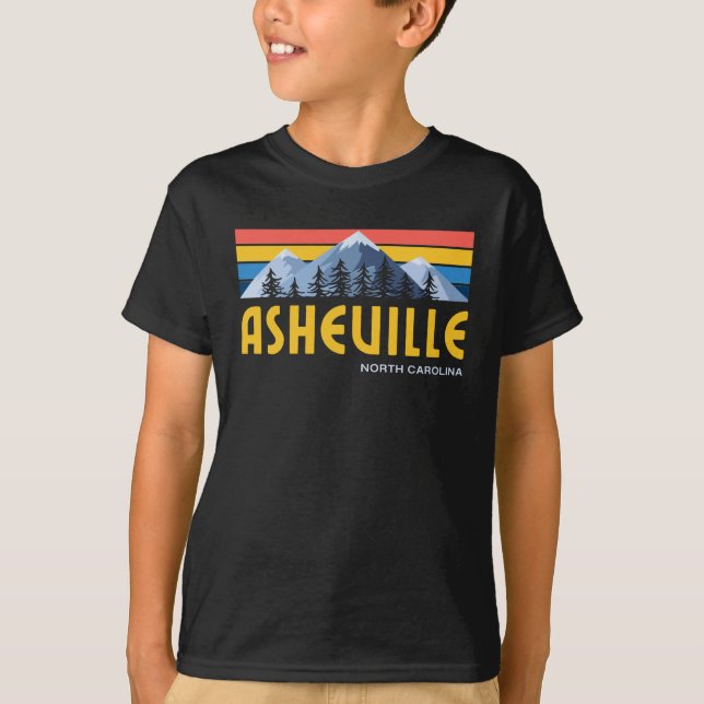 Asheville Montanhas Retro Vintage T-Shirt (Frente)