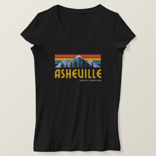 Asheville Montanhas Retro Vintage T-Shirt (Frente do Design)