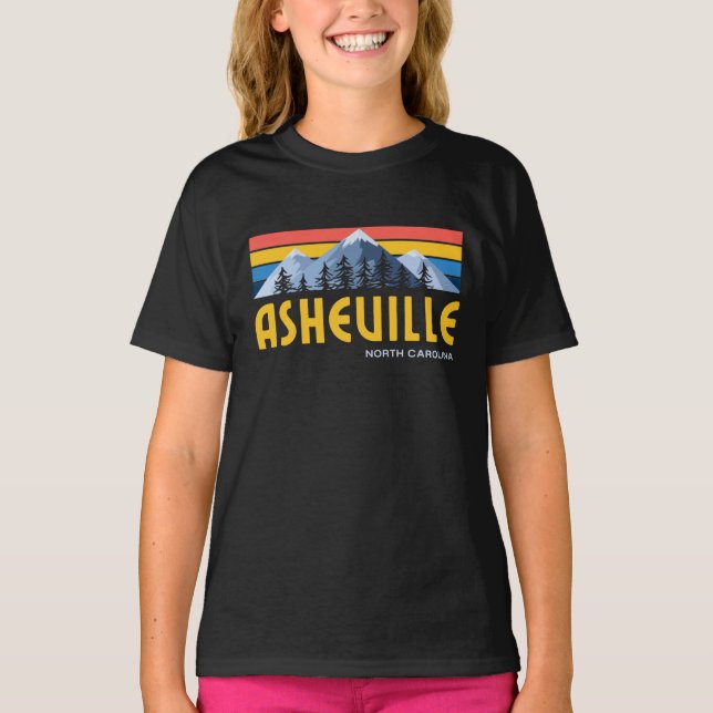 Asheville Mountains Retro Vintage T-Shirt (Frente)