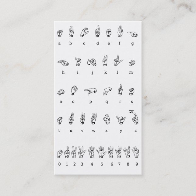 ASL, Cartão de visita de linguagem de sinais (Frente)