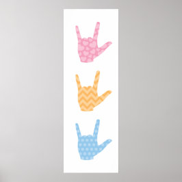 ASL I Love You Sign Language 12 x 36" Poster