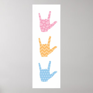 ASL I Love You Sign Language 12 x 36" Poster