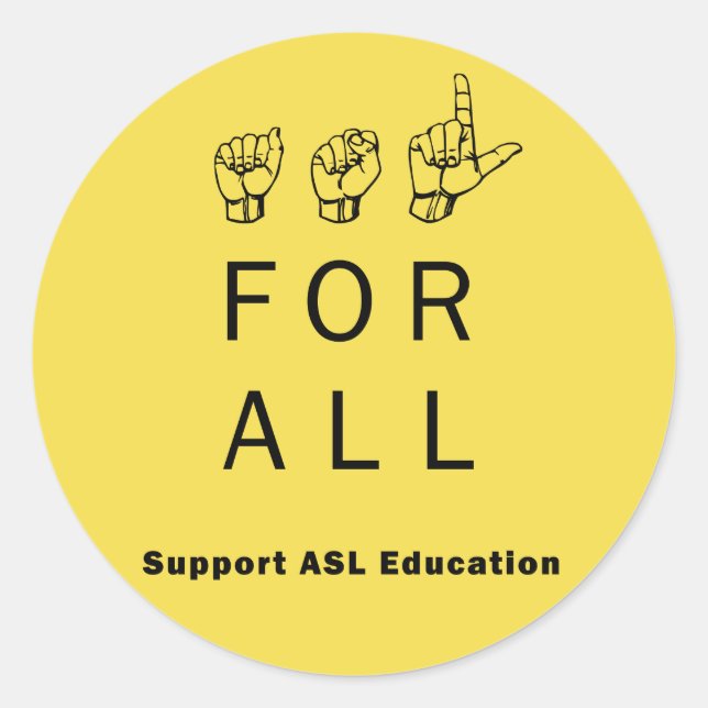 ASL para todos - Suporte a adesivos educacionais A (Frente)