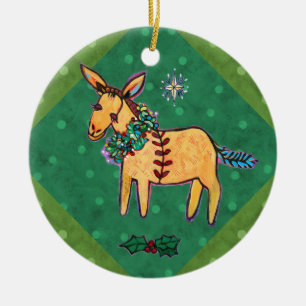 Asno humilde nos enfeites de natal do comedoiro