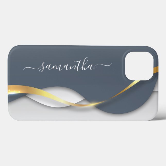 Aspecto 3-D metálico Onda Monográfica Dourada (Verso (horizontal))