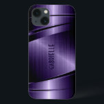 Aspecto brilhante metálico - Escuro Azul Escuro -<br><div class="desc">Tons azuis escuros brilhantes,  tons design metálicos esfregados de alumínio. Monograma personalizado e opcional. Legal design de masculina. Disponível em outros produtos</div>