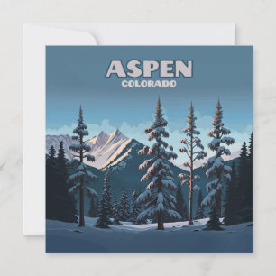 Aspen Árvores do Colorado Montanhas de Neve Retro