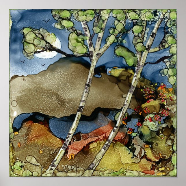 Aspen Árvores e um lago Poster 12X12" (Frente)