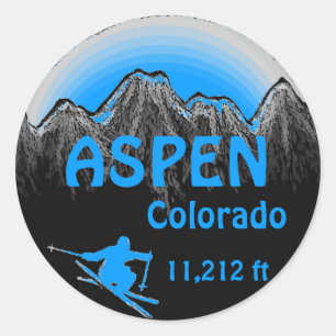 Aspen Colorado com adesivos de arte azul de esqui